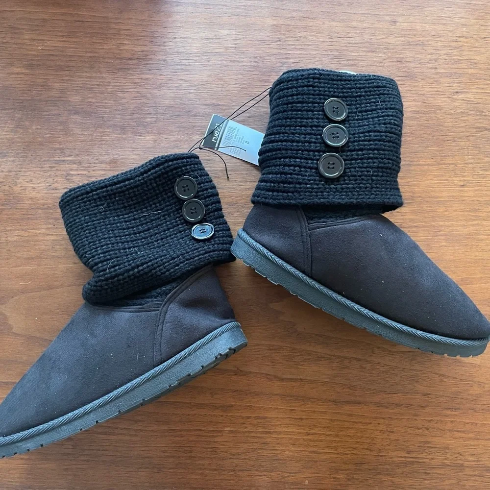 NWT Black Cozy Knit Tall Boots - Picture 4 of 5